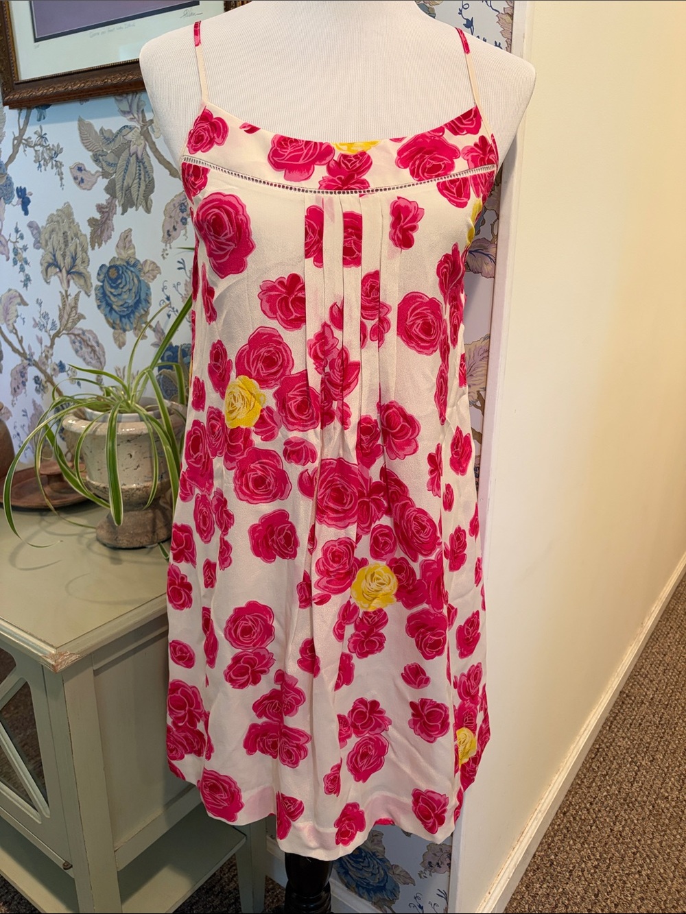 Anthropologie Moulinette Soeurs Floral Spaghetti-Strap Silk Dress